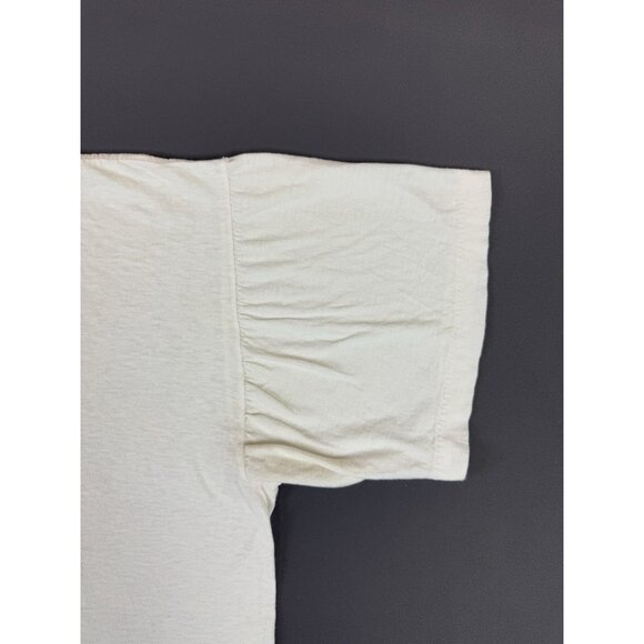 Vintage 90s New York NY Spell Out Art Logo Pattern Tribal White Shirt Short Heel - Picture 12 of 15